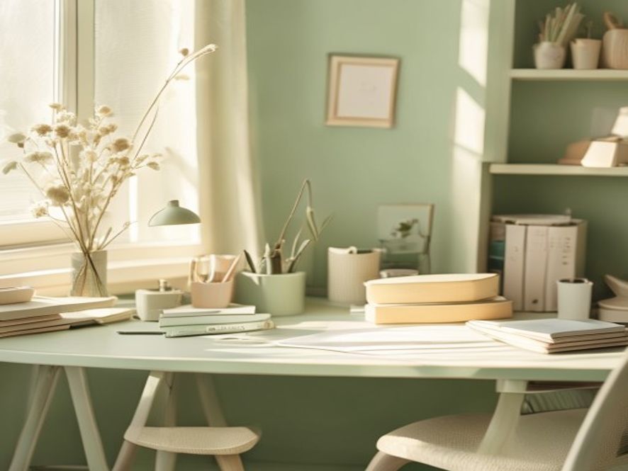 Rustige werkplek met boeken en notebook